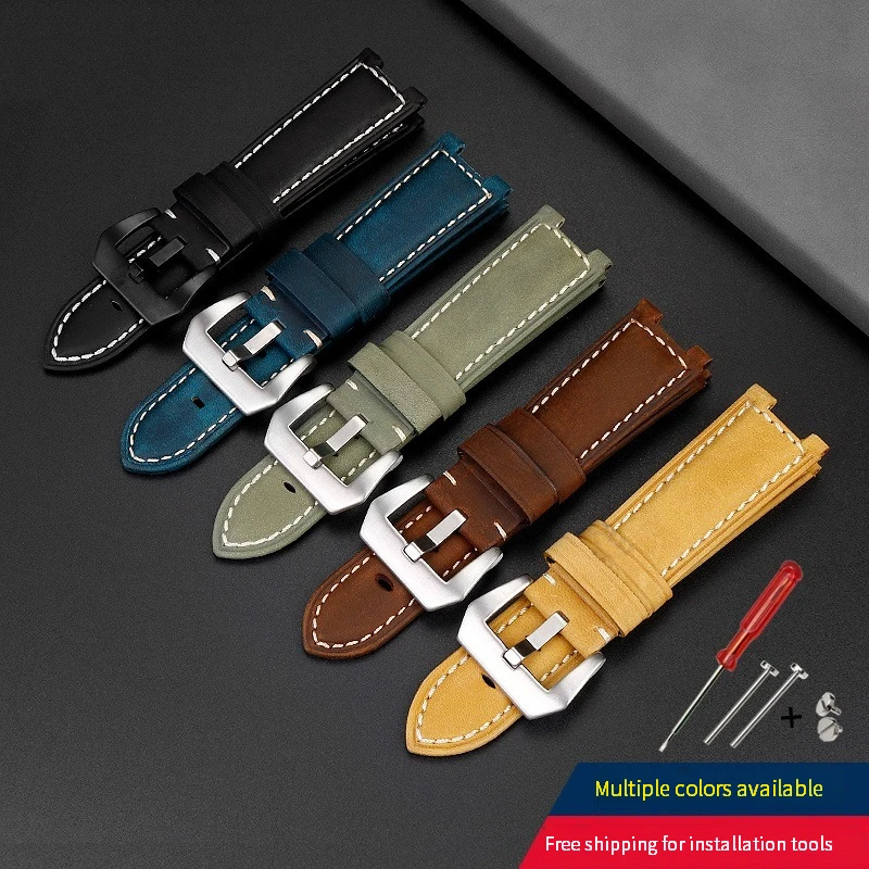 Vintage Leather Watchband For Casio G-SHOCK Steel Heart GST-B500D/AD GST-B500 Series Retro Watch Strap Men Bracelet