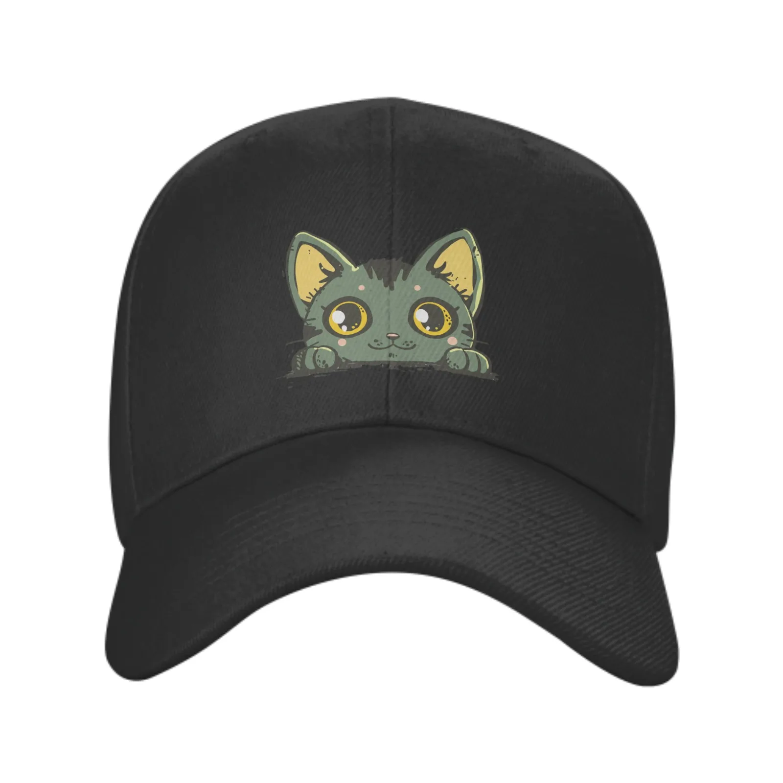 Big Eyes Green Cat Be Prostrate Adult Baseball Cap Outdoor Sports Women's Basketball Hat Sunscreen Leisure Caps For Men