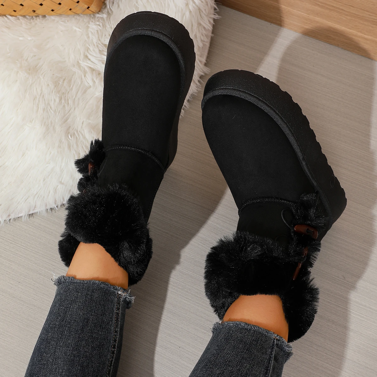 2026 Winter Neuer Stil Bequeme Modische Bestseller Runde Zehenkappe Elegante Lässige Schneestiefel Samt Dickbesohlte Damenstiefel – Detail 23