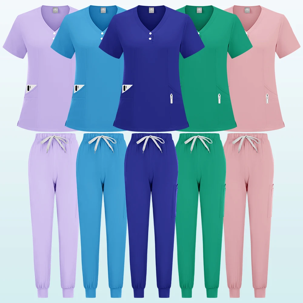 Short Sleeved Doctor Costume Surgical Scrubs Set Pet Clinic Workwear Clothes S-2XL Dentistry Nursing Uniforms Medical Suit Women