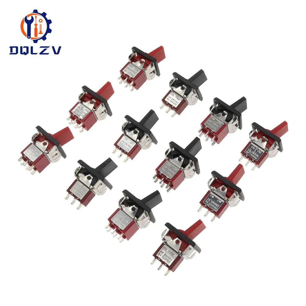 SPDT DPDT Reset Latching Toggle Switch RLS-102 5A 125V 3A 250 AC Mini 3 6PIN ON-ON ON-OFF-ON Rocker Switch Lights Motors