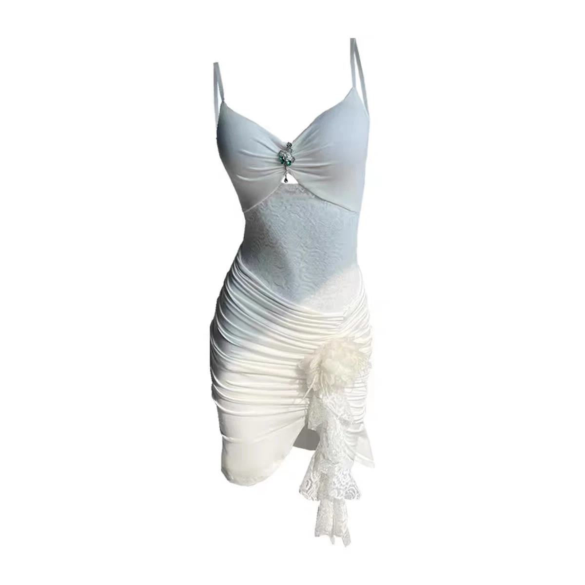 2025 Concorso di danza latina Abbigliamento per le donne Abito con cinturino in pizzo per adulti Costumi di performance di danza Chacha Abito latino DN20669