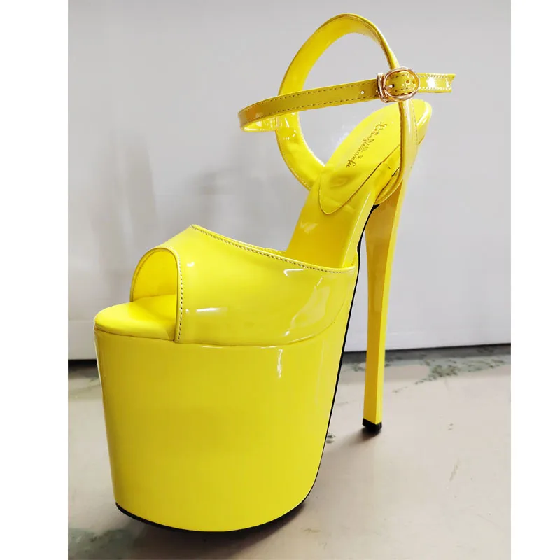 

New plus size 50 super high heels 19CM thick platform nightclub steel tube dance shoes women's sandals 8-inch trendy sexy fetish
