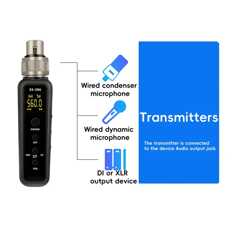 Uhf Wireless Microphone Converter Xlr Transmitter Receiver For Microphone Guitar Transmitter Receiver Adapter Durable 640-690Mhz