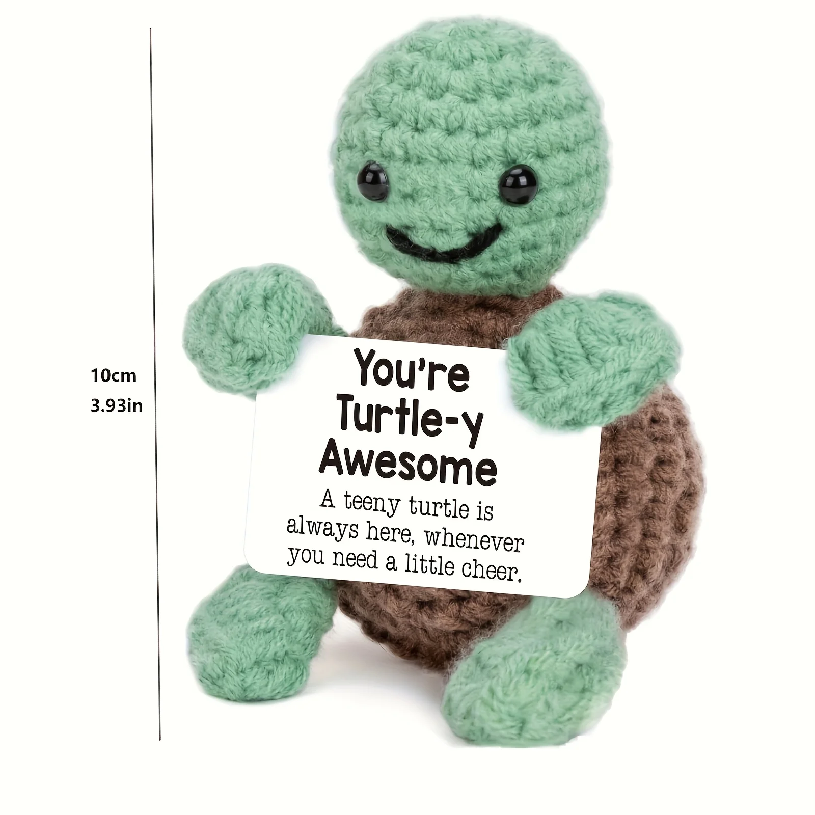 حيوانات كروشيه مصنوعة يدويًا أشياء لطيفة، هدايا ملهمة للنساء والرجال هدايا عيد ميلاد، سلحفاة تحفيزية عاطفية