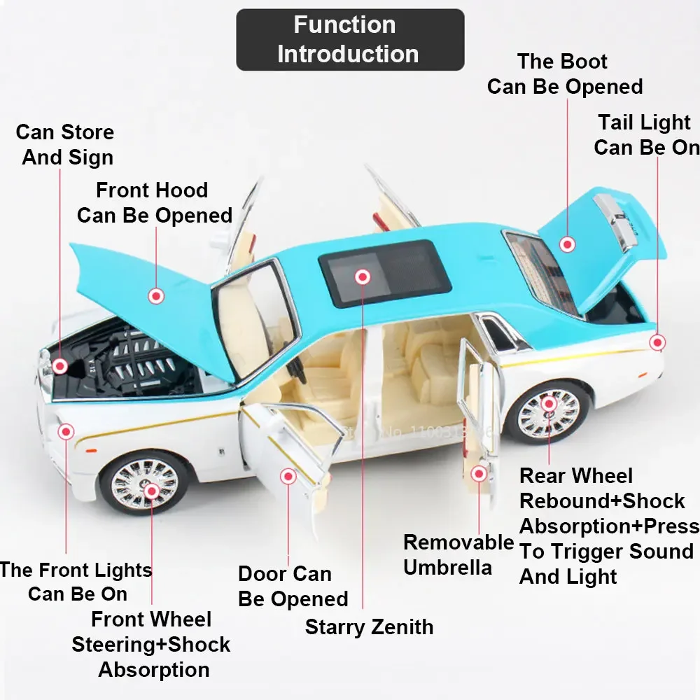 1:24 Rolls Royce Phantom Dawn modèles miniatures voitures alliage moulé sous pression jouets véhicules modèle retirer voiture jouets garçons Festival cadeaux