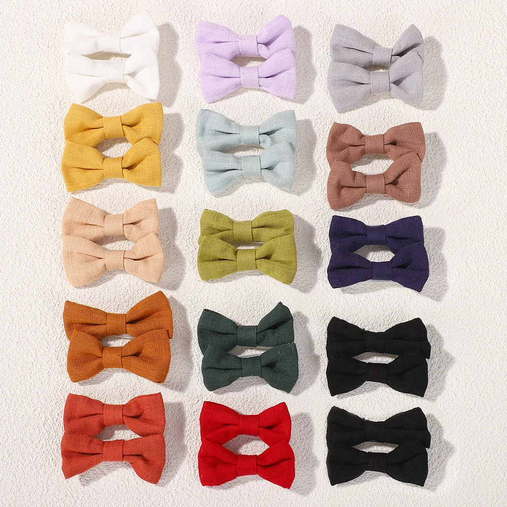 40pcs 어린이 무작위 컬러 활 머리핀 면화 헤어 클립 소녀 사랑스러운 Bowknot Hairgripe 유아 머리 장식 아기 헤어 액세서리