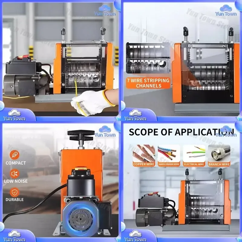 60W Wire Stripper for Recycling Copper Wire from Scrap Cables with Visual Stripping Depth 1.5-25mm and 7-Hole Mold for Cable