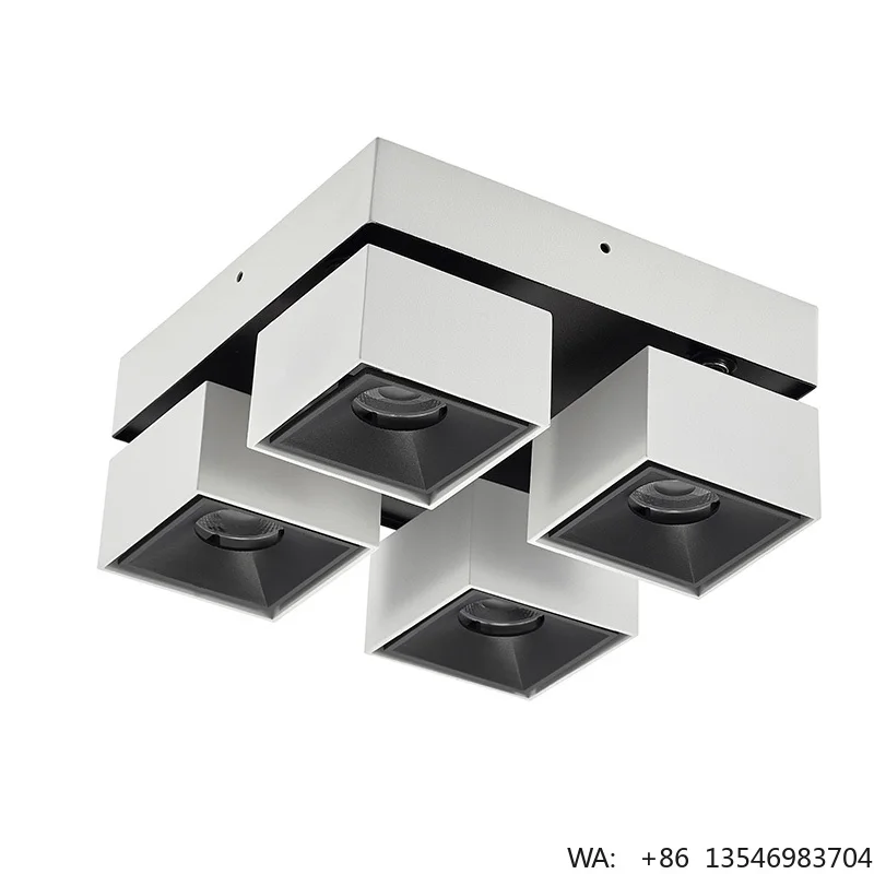 Modern Flush Mount Ceiling Light with Four Adjustable LED Downlights Indoor Living Room Installation for Office Use