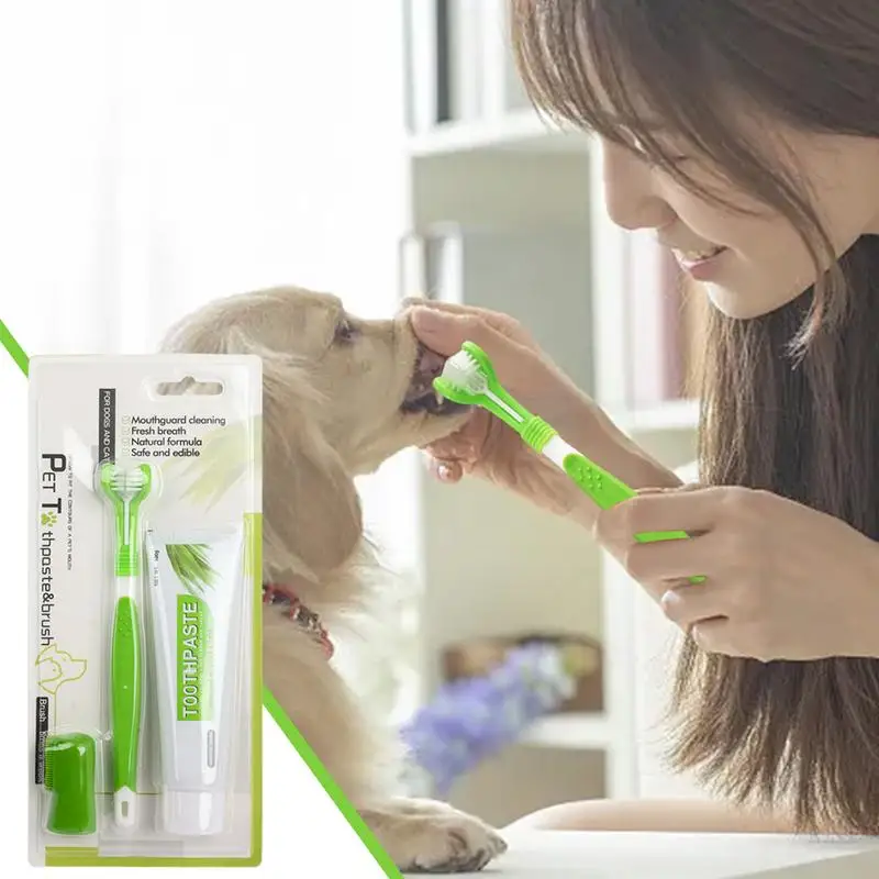 Dog Toothpaste And Brush Powerful Soft Pet Toothpaste Cleaning Set Safe Natural Pet Oral Care Pet Cleaning Set For Clean Teeth