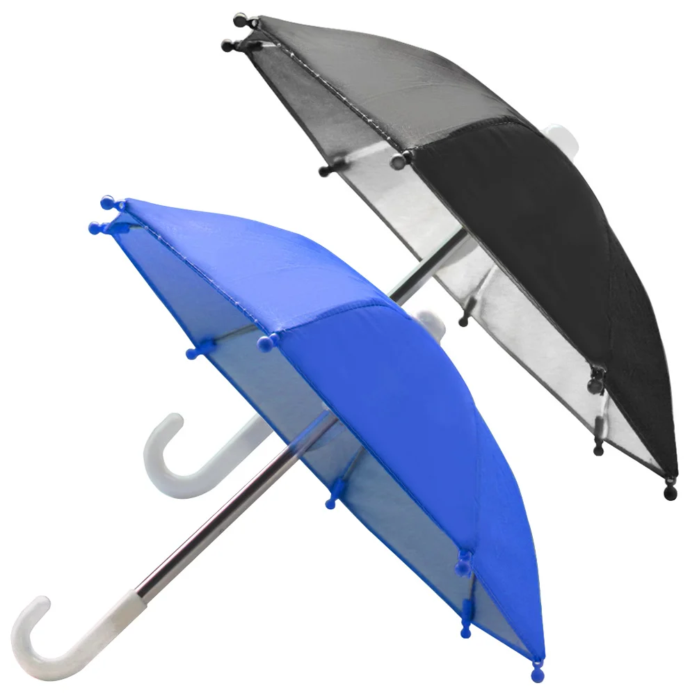 

2pcs Small Umbrella Toys Phone Sun Shade Cover Calico Mobile Silver Matte Outdoor Bike Travel Mini Parasol Motorcycle