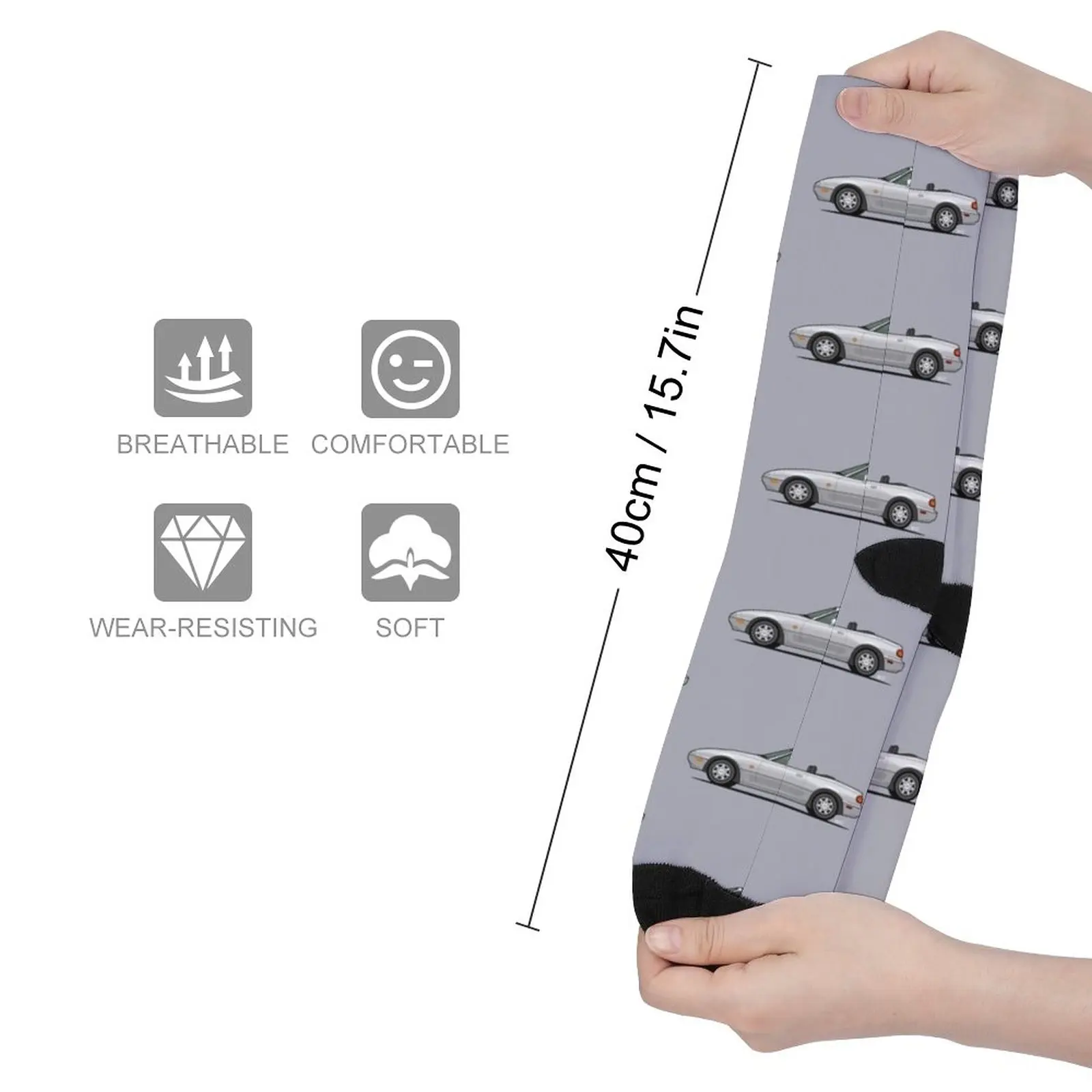 NA MX-5 / Miata / Eunos Single drawing SILVER Socks socks Men's sports socks for men