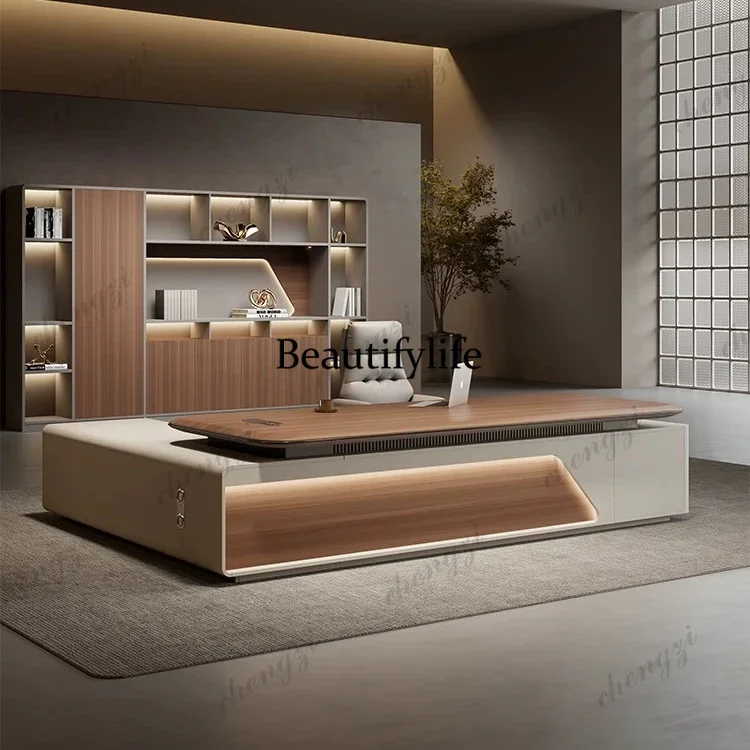 Simple modern boss leadership office table light luxury desk high-end president table blister countertop