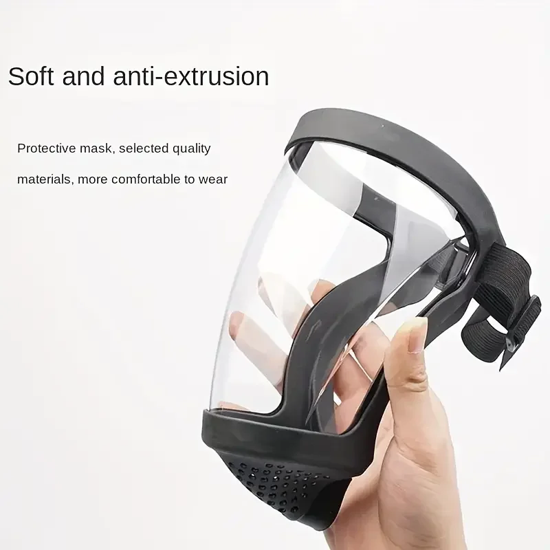 1pc Transparent HD Face Protector Face Mask, Outdoor Cycling Anti-Fog Dust and Anti-Splash Mask - Durable Plastic