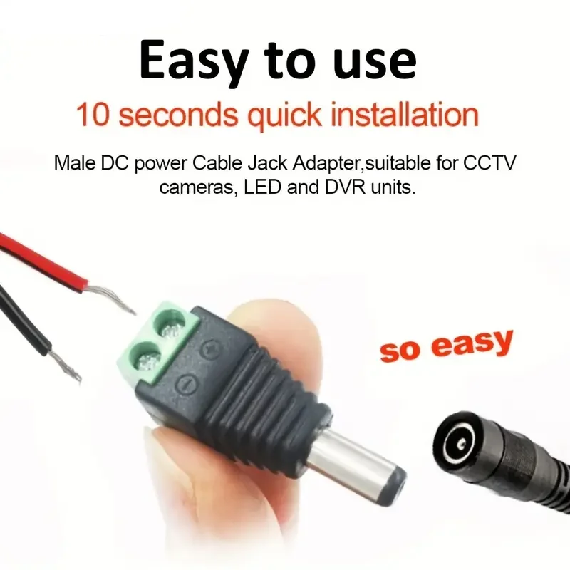 الإناث والذكور تيار مستمر موصلات 5.5x2.1 مللي متر محول القابس الطاقة الرافعات مآخذ موصل ل ل لون واحد LED قطاع كاميرا تلفزيونات الدوائر المغلقة #4