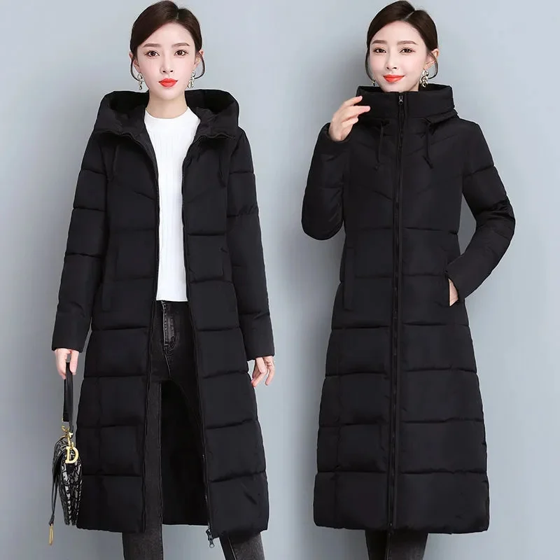 

Padded Coat Women's 2023New Outwear Mid-Length 5XL Down Cotton Jacket Mother's Winter Female Padded Jackets Hooded Overcoat Tops