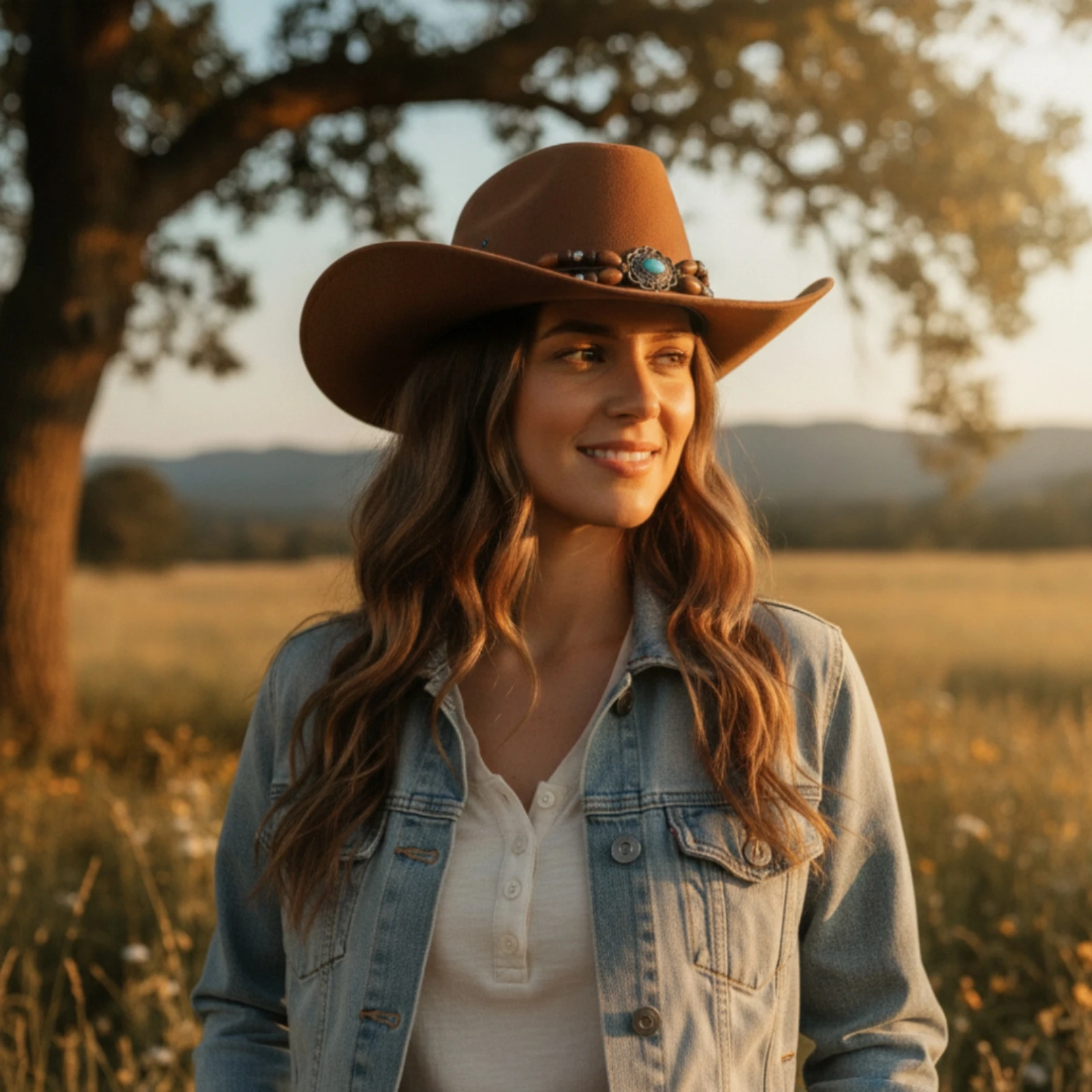 Cowboy Hat with Chin Cord Western Chinstrap Accessory Structured for Festival Goers, Outdoor Activities, Festivals