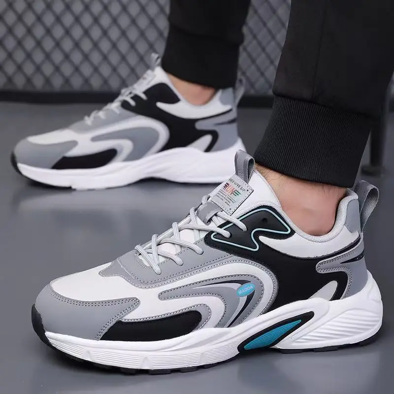 Men 2026 New Spring Autumn Lace Up Casual Sneakers Thick sole Non Slip Round Toe Non Slip Waterproof Lightweight Running Shoes