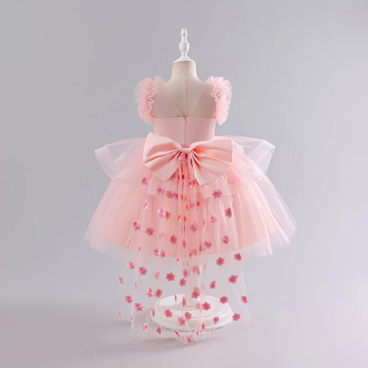 HETISO Flower Girl Dresses for Weddings Ruffle Sleeve Summer Kids Party Gown Children Baby Evening Trailing Dresses 3-8 Years