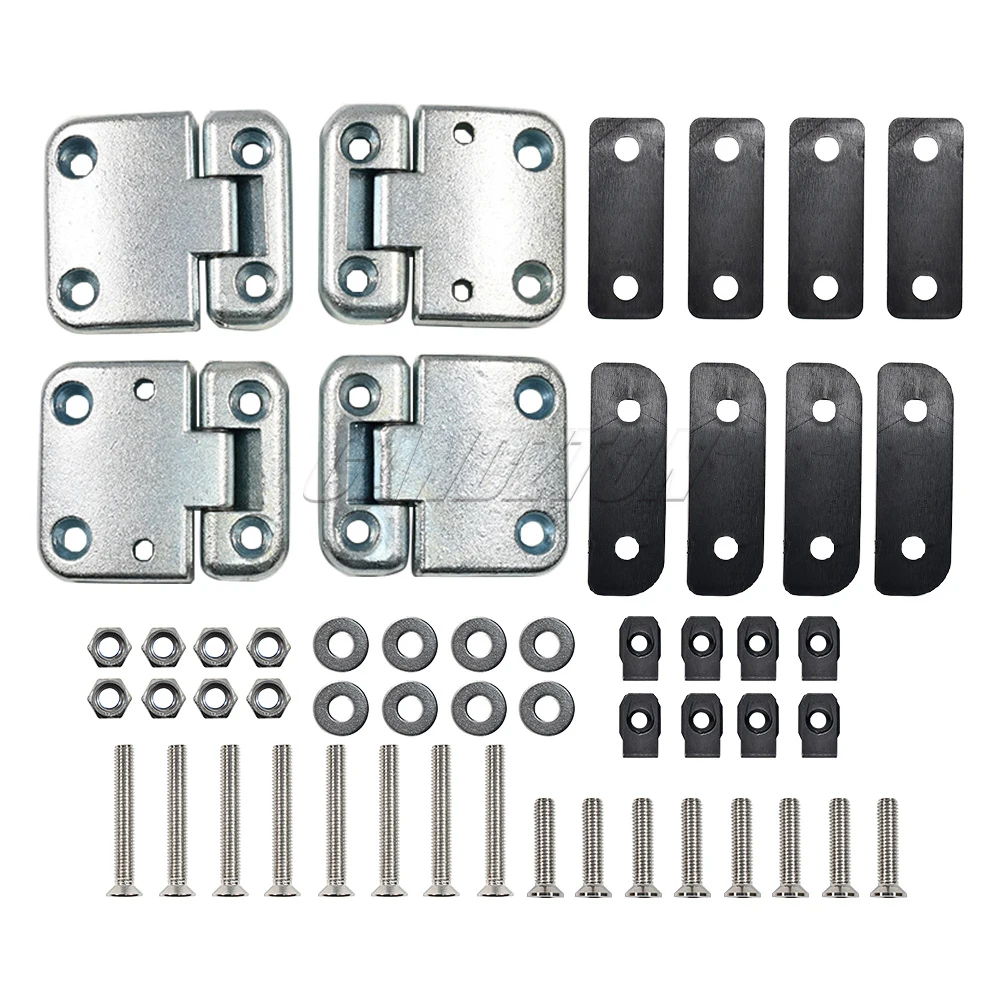 1 Satz neue, robuste Vordertürscharniere mit Edelstahl-Mutter- und Bolzen-Kit DA1070W LRC1072 für Land Rover Defender Autozubehör – Detail 6