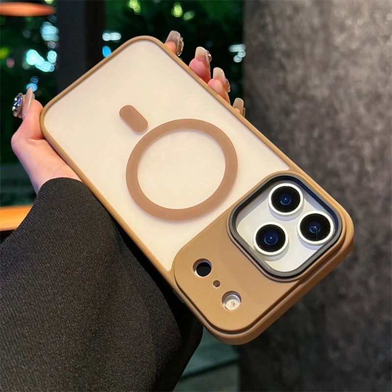 Matte transparente stoßfeste Rüstung Handyhülle für iPhone 11 12 13 14 15 Plus 16 17 Air Pro Max magnetisch für Magsafe Bumper Cover