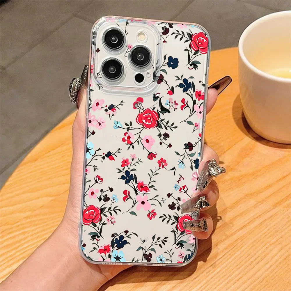 Flowers Plants Clear Phone Case For iPhone 17 16 15 14 13 12 11 Pro Xs Max Mini 8 7 6 6s Plus 16e 17e Air X XR Anti-Drop Cover view 5