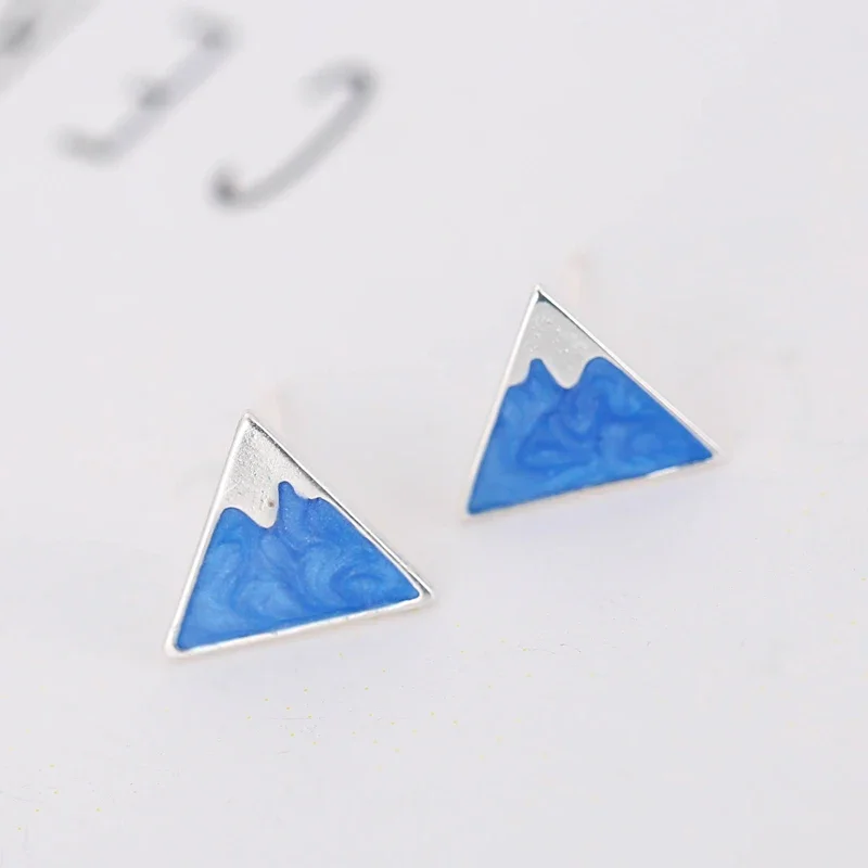 925 Sterling Silver Snow mountain Stud Earrings For Women Trend Personality Lady Fashion Jewelry