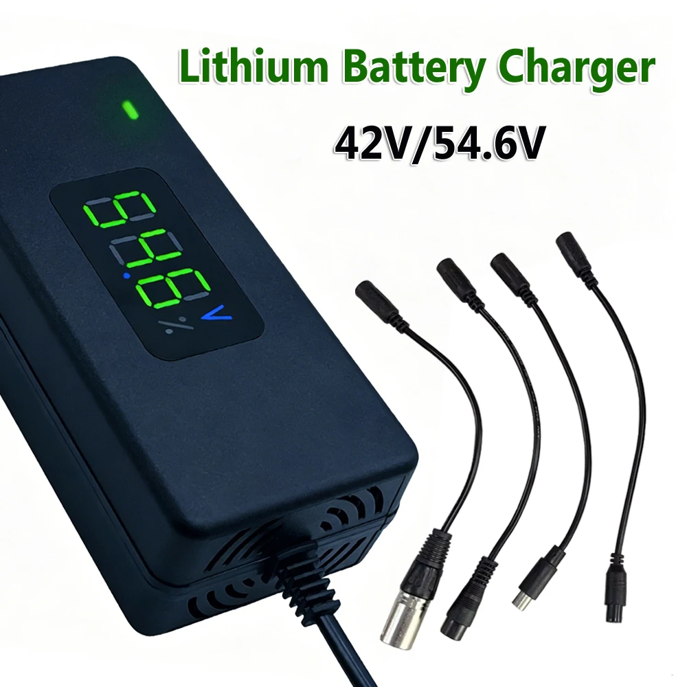 42V 54.6V 2A Battery Charger With DC Plug To 4 Power Adapters XLR/GX12/GX16/RCA 8mm Plug For Lithium Battery Charger