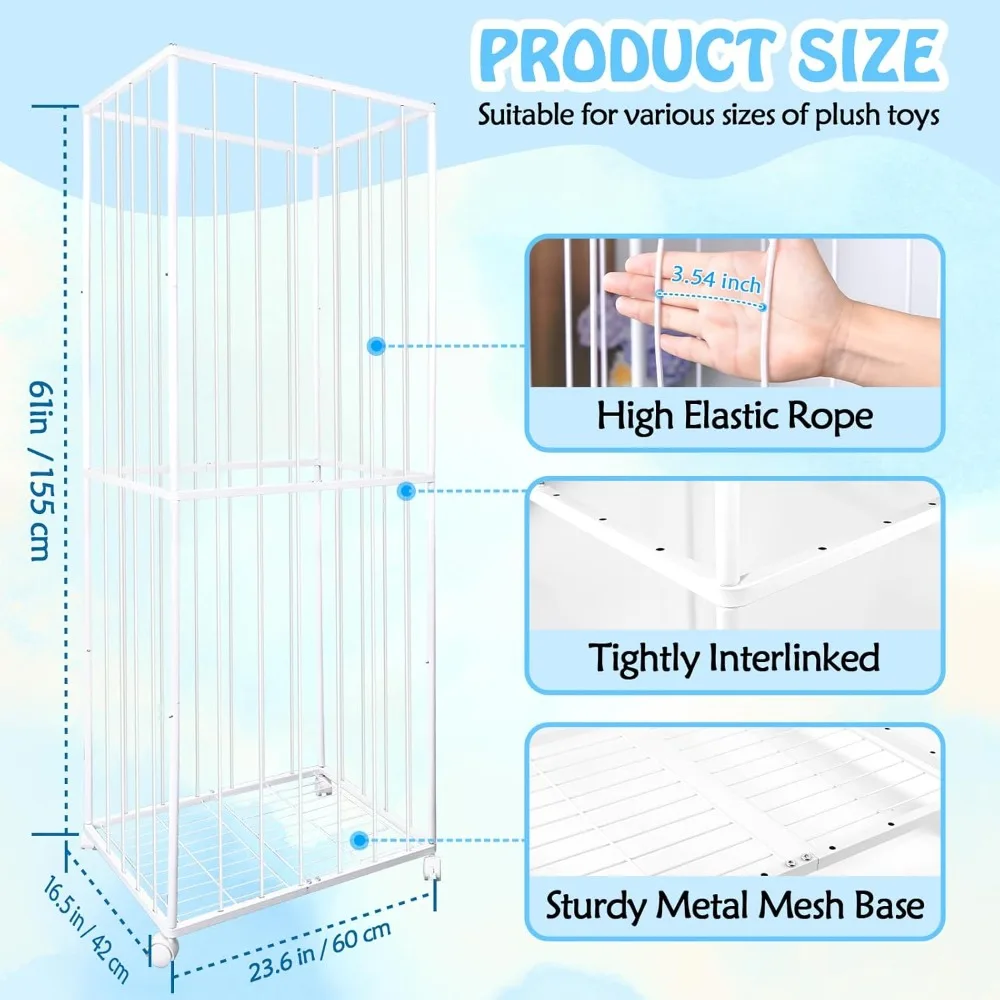 منظم تخزين أنبوب معدني كبير جدًا للحيوانات المحشوة بعجلات الفرامل