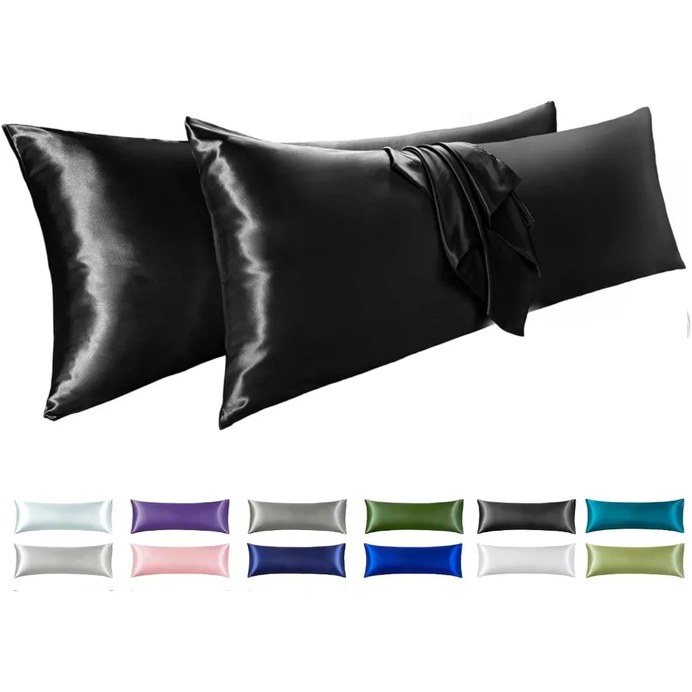 2Pcs Body Satin Pillowcases Pillow Cases for Skin Friendly and Hair Protection - Cooling & Silky Satin Pillow Covers