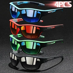 4PCS Fashion Vintage Pattern Cycling Sports Sunglasses Men Women Running Cycling Mountaineering Sport Man Sun Glasses