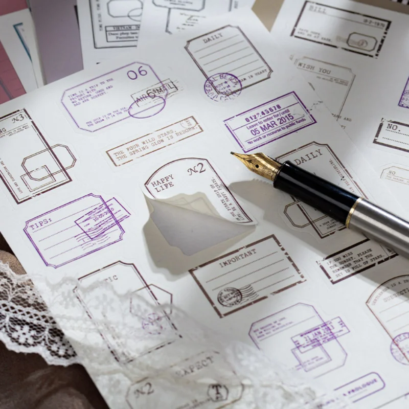 Mr. Paper 4 Style2pcs/bag Vintage English Label Sticker Creative Text Simple Hand Account Material Decorative Stationery Sticker