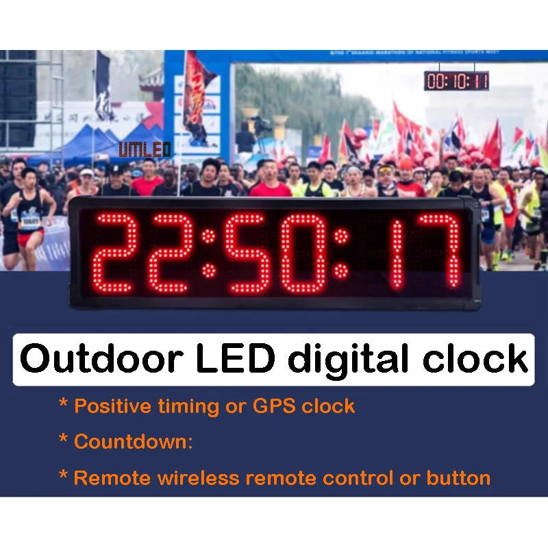 Indoor/Outdoor GPS LED Clock Display with Countdown & Countup Timer Red Tube Chip Day Hour Minute Second for Shopping Malls