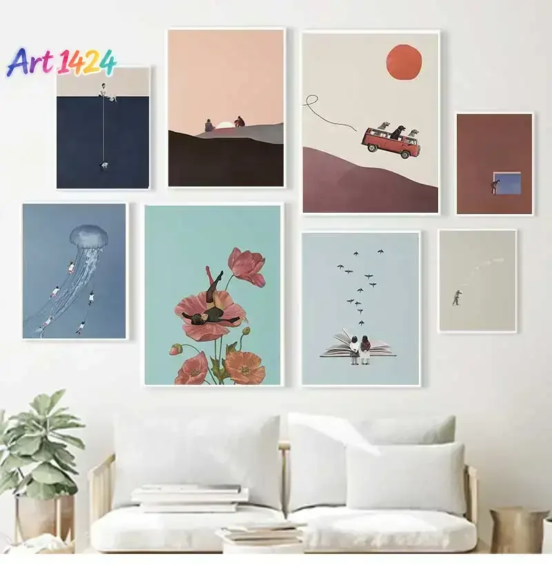 Vintage Abstract Creative Poster Curiosity Funny Whimsy Canvas Prints Premium Collage Wall Art Dorm Living Room Home Decorati
