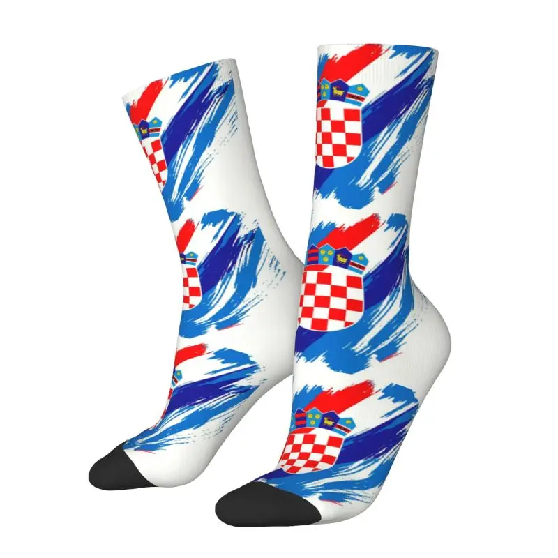 Novelty Men's Flag Of Croatia Dress Socks Unisex Comfortable Warm 3D Printed Croatian Patriotic Proud Crew Socks