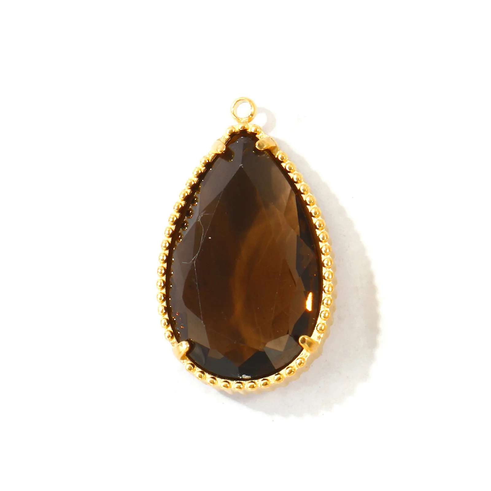 1 Stück Tropfenförmiger Facettierter Glasanhänger, 18K Vergoldeter 304 Edelstahl-Anhänger, DIY Halskette Schmuckherstellung Großhandel 3,2x1,9cm – Detail 4