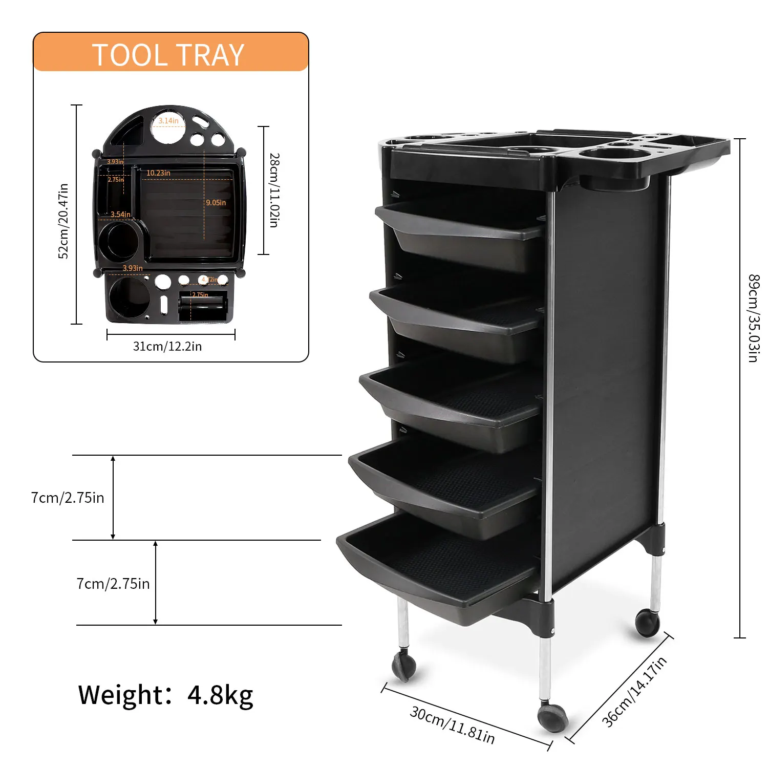 Wholesale OEM Barber Equipment Adjustable Practical Trolley for Salon