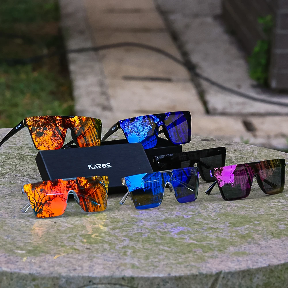 

KAROS Fashion UV400 Sunglasses Mirror Square Sun Glasses For Men Cycling Fishing SunShades For Women Traveling Camping