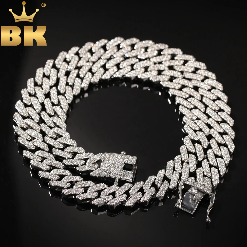 TBTK 12mm Miama CubanNecklaces Hiphop Fashion Jewelry Rhinestones Iced Out Charms Necklaces Unisex Wholesale