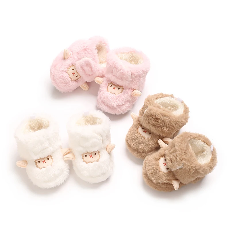 Winter Baby Boys And Girls Cartoon Cute Warm Plush Baby Boots With Comfortable And Soft Soles Suitable For Newborns Aged 0-18M