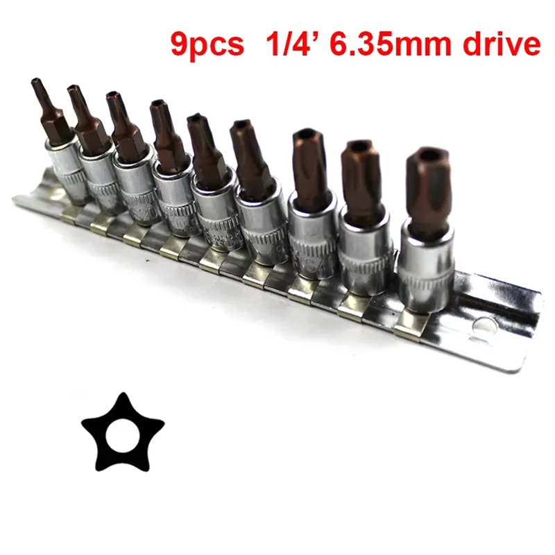 WORTHOWN-Pentalobe Screwdriver Bit Socket Set Pentalobe Screwdriver Bit Set TS10-TS50 Hand Tools 1/4 Inch Drive Socket Withstora