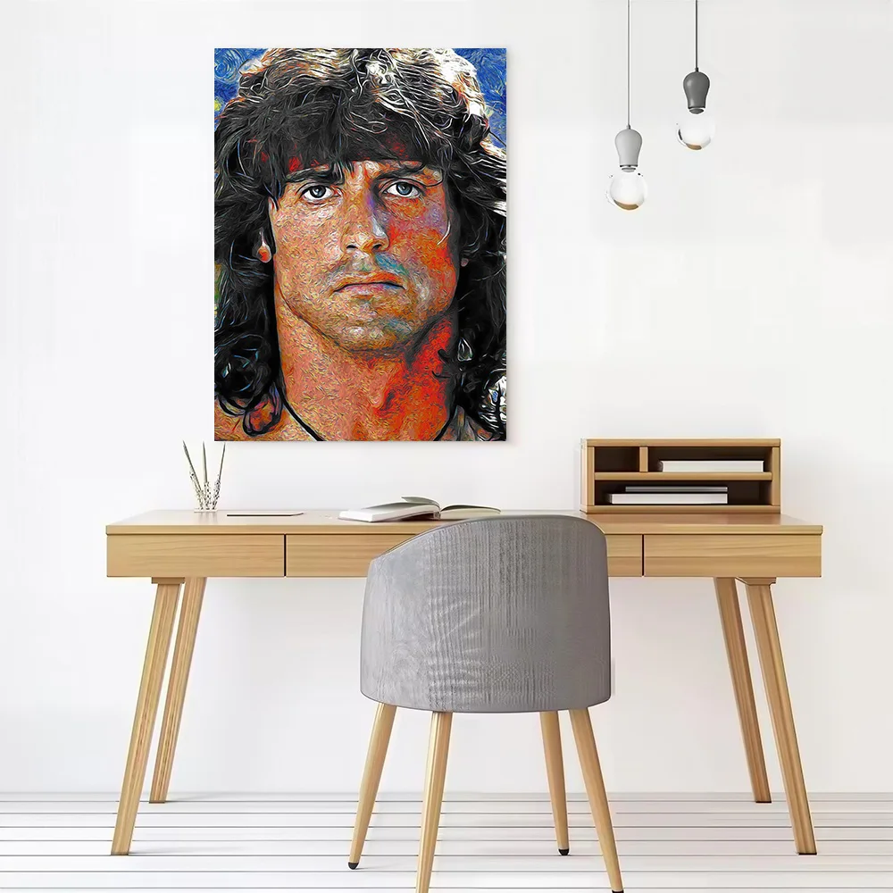 Rambo Portrait in Van Gogh Style Poster Canvas Wall Art Personalized Print Modern Painting Perfect Gift for Room Decorations