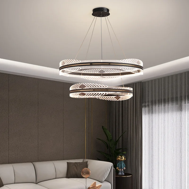 Nordic Light Luxury Gold Ring Hanging Led Chandelier Modern Living Room Bedroom Interior Lighting Decoration Ceiling Lamp Lamps