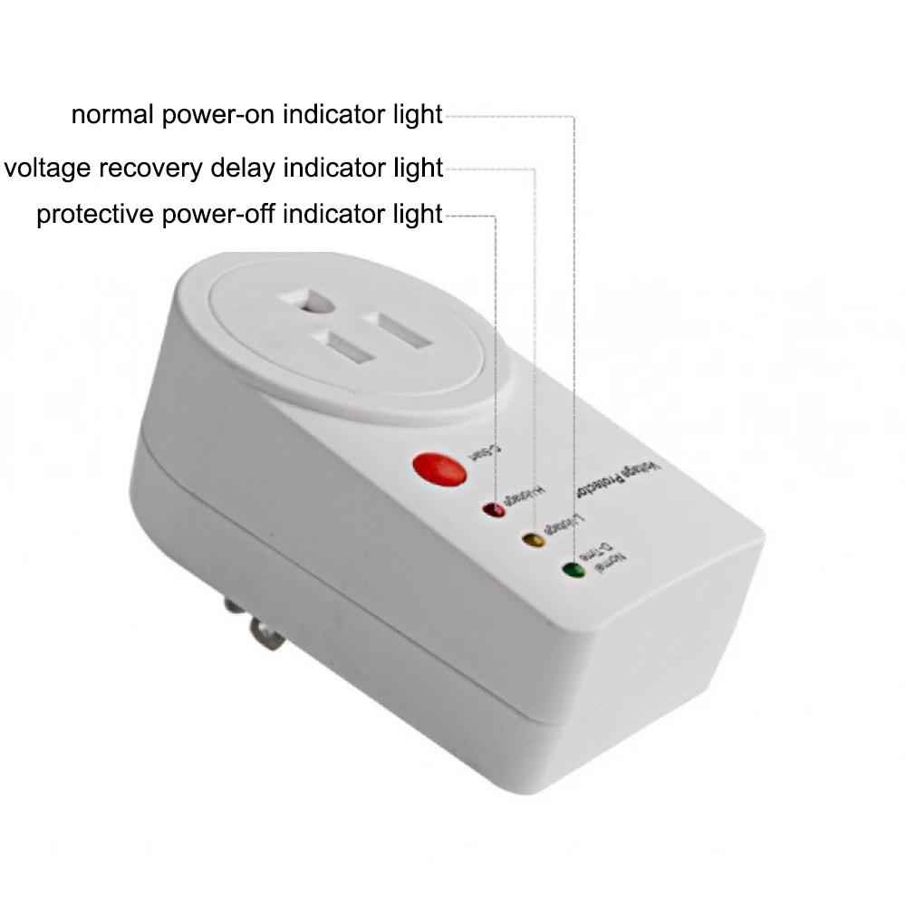 US/EU Plug Voltage and Surge Protector for Refrigerator TV Single Outlet 15A 1800W Short Circuit Protector