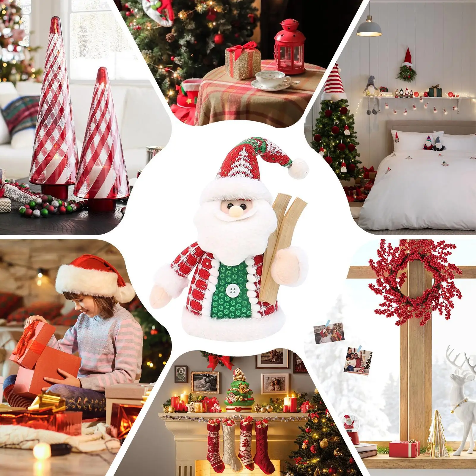 Plush Christmas Decorative Santa Claus Snowman Elk Tabletop Doll Plush Christmas Doll For Study Mantle Bedroom Dressing Table