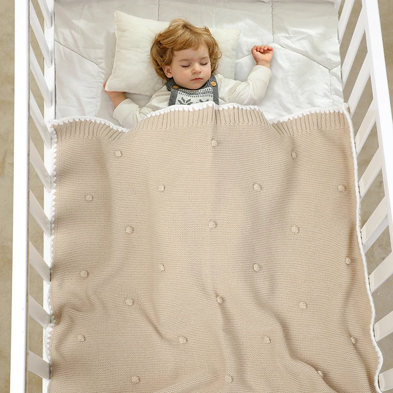 Infant Baby Blanket 90*70cm Srtoller Swaddling Super Soft Plaids Sleepsack Fashion Solid Dot Newborn Boy Girl Bedding Quilt Knit