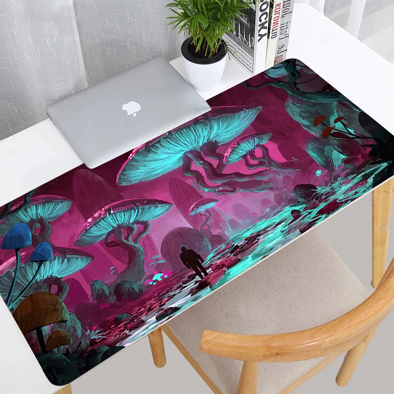 Mushroom World Mouse Pad Laptop Purple Psychedelic Mouse Pad Computer Gaming Accessories Keyboard Rug Large Gamer Cute Desk Mat