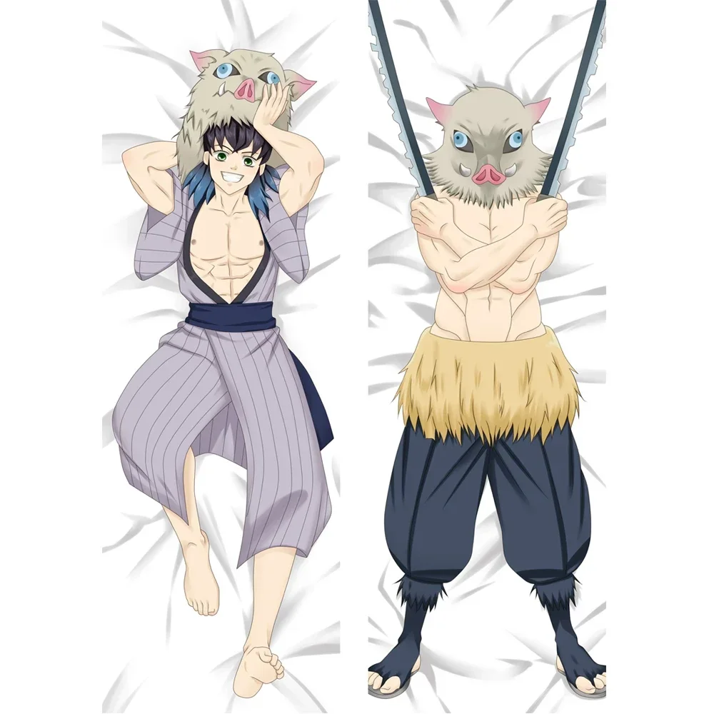 Anime Hashibira Inosuke Dakimakura Hugging Body Pillow Case DIY Throw Cushion Pillow Cover Peach Skin Pillowcases 6 Sizes