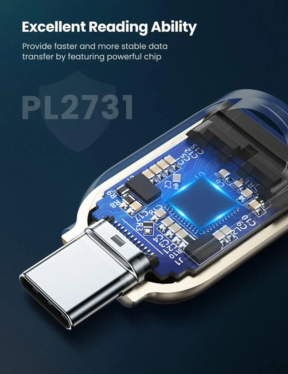 UGREEN USB C マイクロカードリーダー、亜鉛合金製外部ポータブルSDカードリーダー付きType C - マイクロカードアダプター