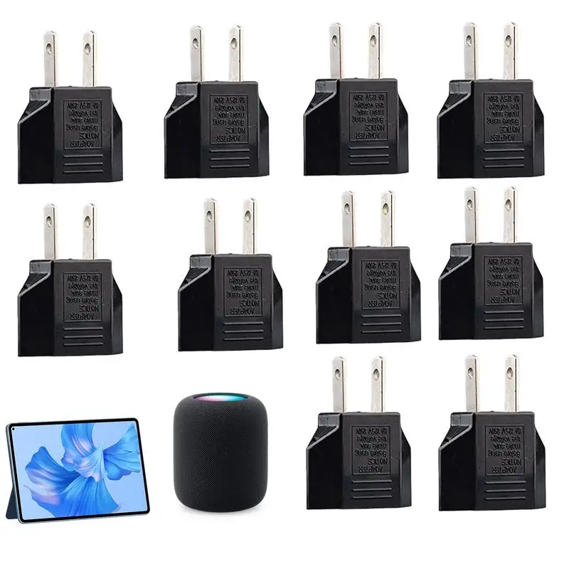 10Pcs EU To US Plug Adapter Travel Small European To US Outlet Plug Adapter For Spain Israel Italy France Germany Greece